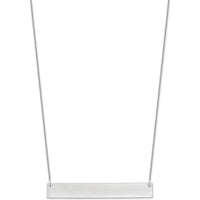 14K White Gold Engravable Large Bar Pendant Necklace with Polished Finish and Rhodium Plated Cable Chain - 18" by Oro Pregiato