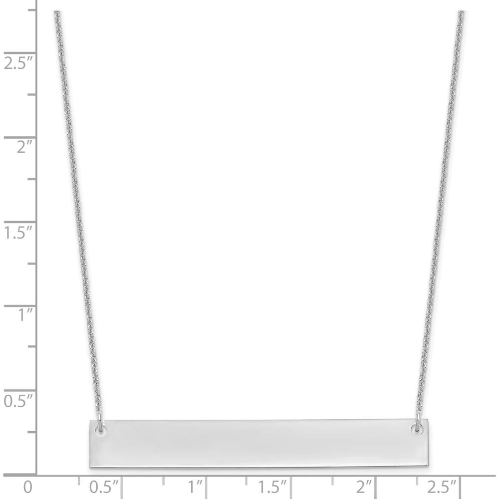 14K White Gold Engravable Large Bar Pendant Necklace with Polished Finish and Rhodium Plated Cable Chain - 18" by Oro Pregiato