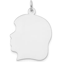 14K White Gold Engravable Left-Facing Girl Charm - Personalized Pendant by Oro Pregiato