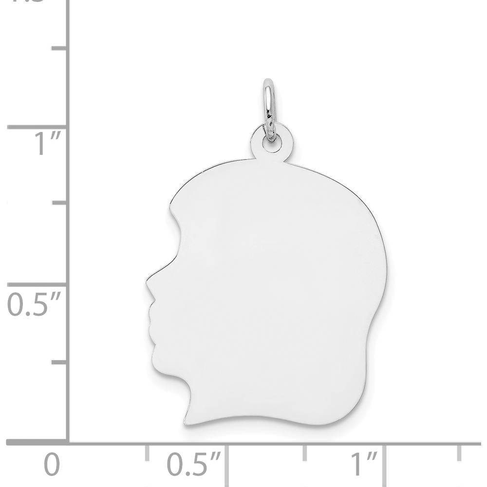 14K White Gold Engravable Left-Facing Girl Charm - Personalized Pendant by Oro Pregiato