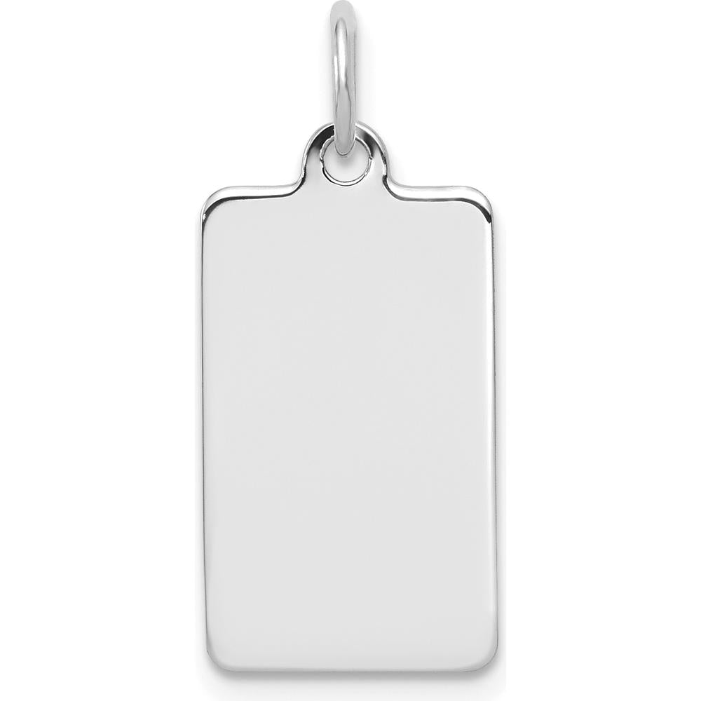 14K White Gold Engravable Rectangular Disc Charm - Polished Finish by Oro Pregiato