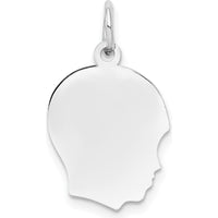 14K White Gold Engravable Right-Facing Boy Charm - Polished Finish by Oro Pregiato