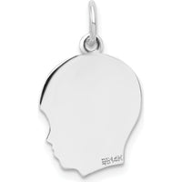 14K White Gold Engravable Right-Facing Boy Charm - Polished Finish by Oro Pregiato
