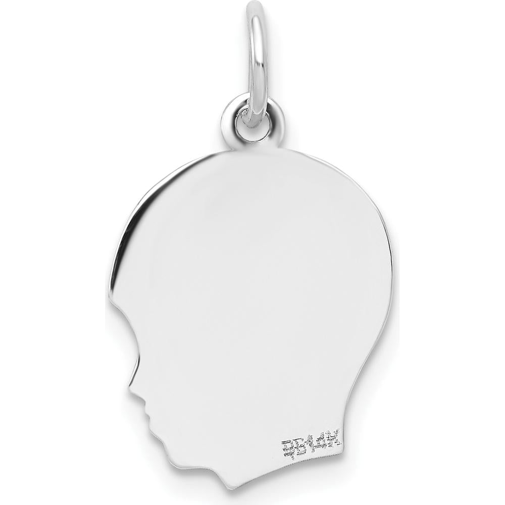14K White Gold Engravable Right-Facing Boy Charm - Polished Finish by Oro Pregiato