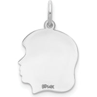 14K White Gold Engravable Right-Facing Girl Charm - 22mm Length by Oro Pregiato