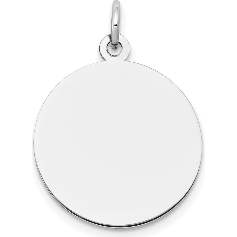14K White Gold Engravable Round Disc Pendant - Personalized Charm, 25mm Length by Oro Pregiato