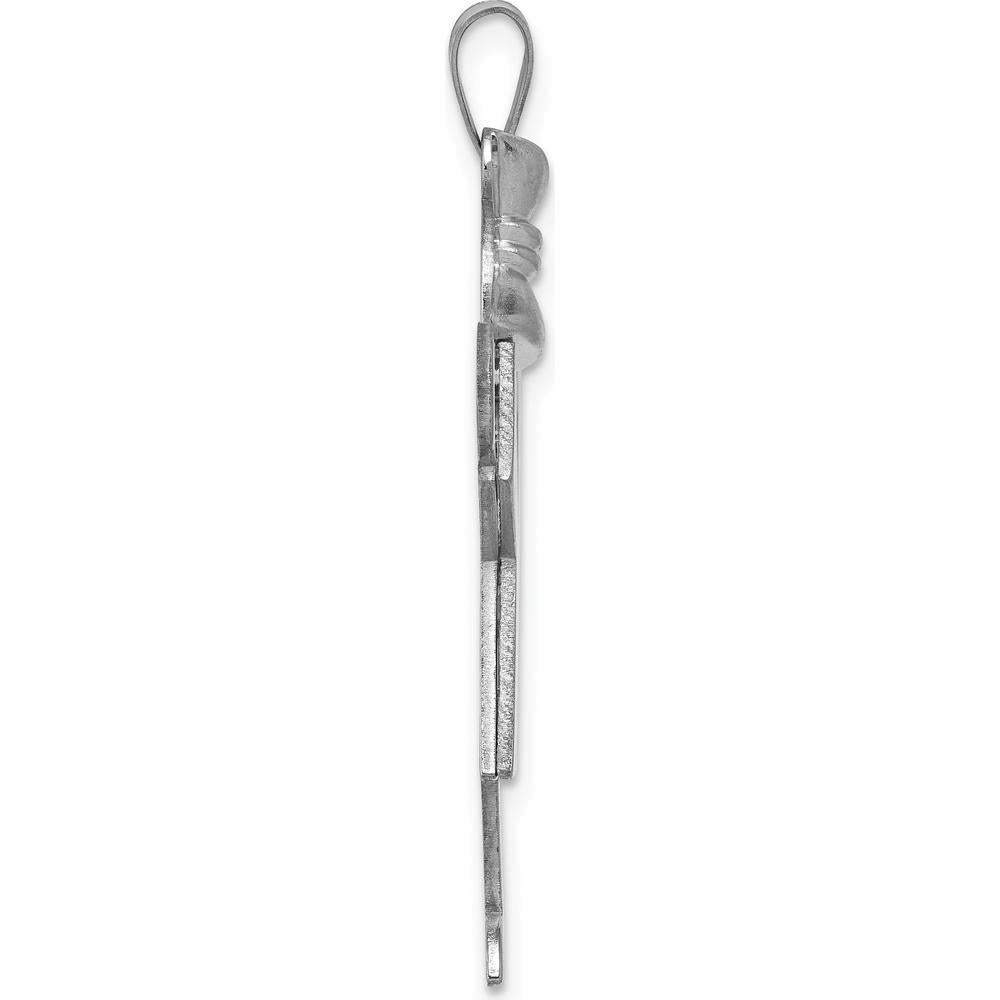 14K White Gold Engravable Themed Pendant - Girl with Ruffles and Bow - 35mm x 23mm by Oro Pregiato