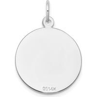 14K White Gold Engraveable Disc Charm with Diamond-Cut Edge - Rhodium Plated by Oro Pregiato