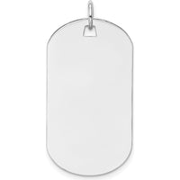 14K White Gold Engraveable Dog Tag Charm - Polished Finish by Oro Pregiato