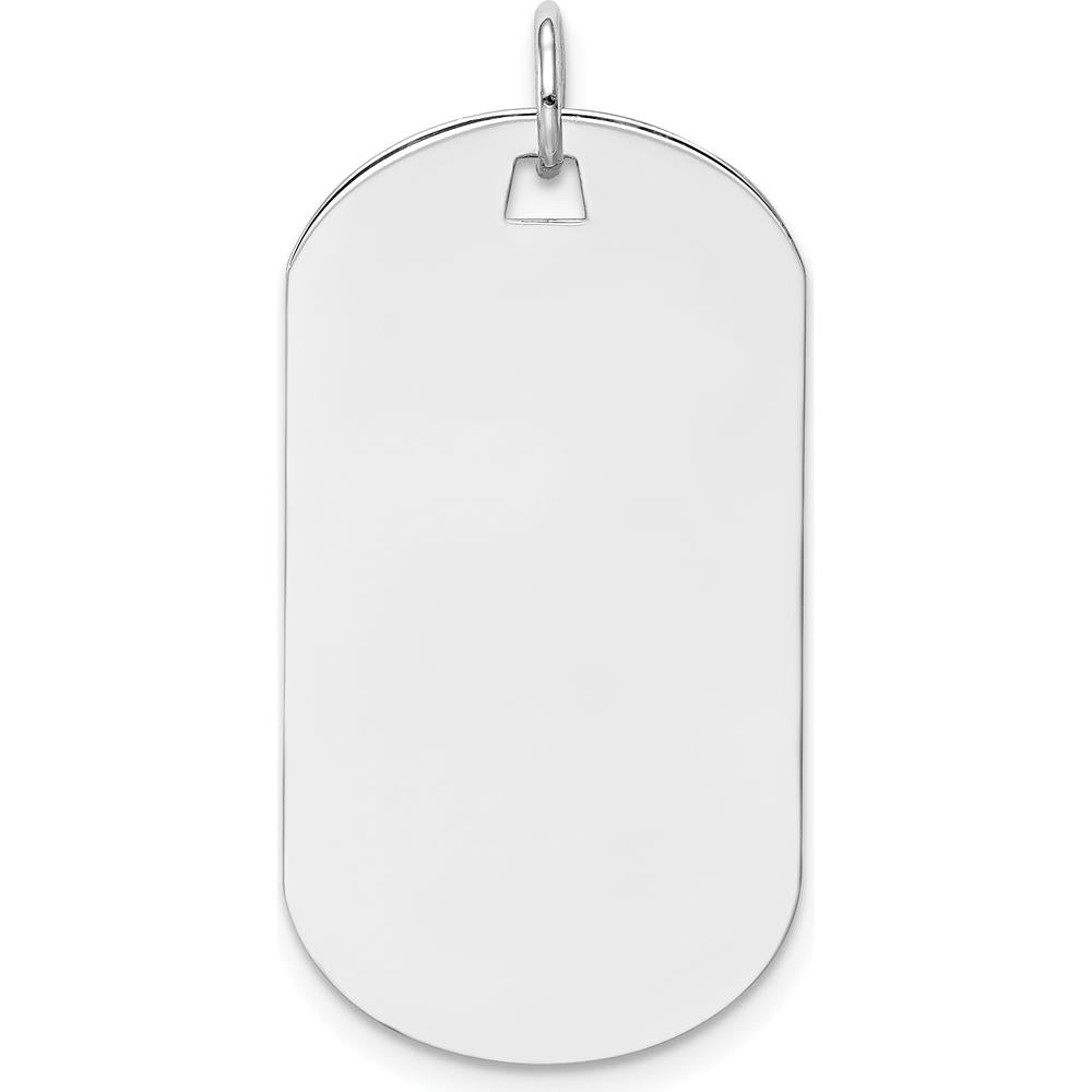 14K White Gold Engraveable Dog Tag Charm - Polished Finish by Oro Pregiato