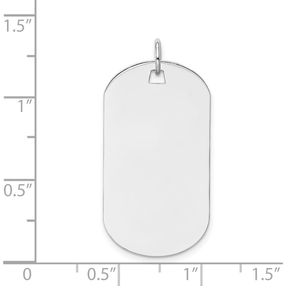 14K White Gold Engraveable Dog Tag Charm - Polished Finish by Oro Pregiato