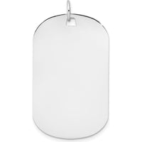 14K White Gold Engraveable Plain Dog Tag Disc Charm - 37mm Length by Oro Pregiato
