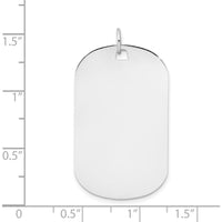14K White Gold Engraveable Plain Dog Tag Disc Charm - 37mm Length by Oro Pregiato