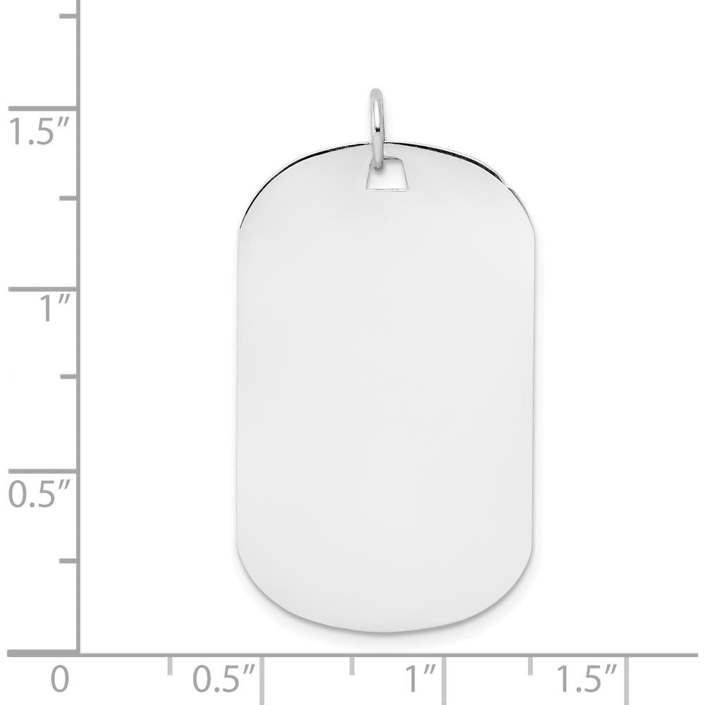 14K White Gold Engraveable Plain Dog Tag Disc Charm - 37mm Length by Oro Pregiato