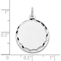 14K White Gold Engraveable Round Disc Charm with Diamond-Cut Edge - Polished Finish by Oro Pregiato