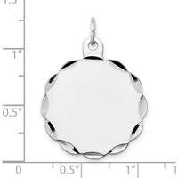 14K White Gold Engraveable Scalloped Disc Charm - Personalized Luxury Pendant by Oro Pregiato