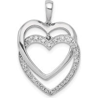14K White Gold Entwined Hearts Diamond Pendant with Round Natural Diamonds - 0.025 Carat Total Diamond Weight by Monteluci Fine Jewelry