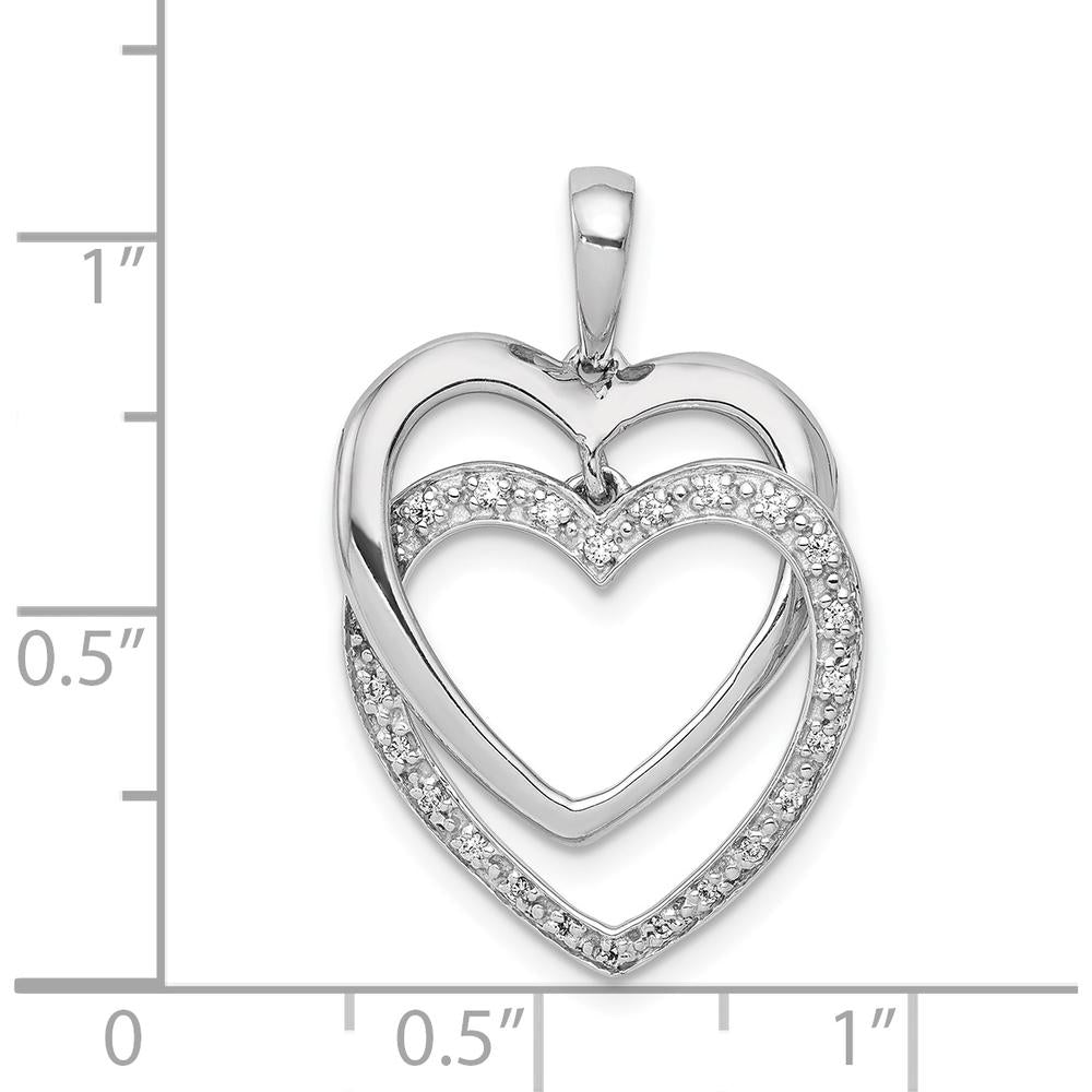 14K White Gold Entwined Hearts Diamond Pendant with Round Natural Diamonds - 0.025 Carat Total Diamond Weight by Monteluci Fine Jewelry