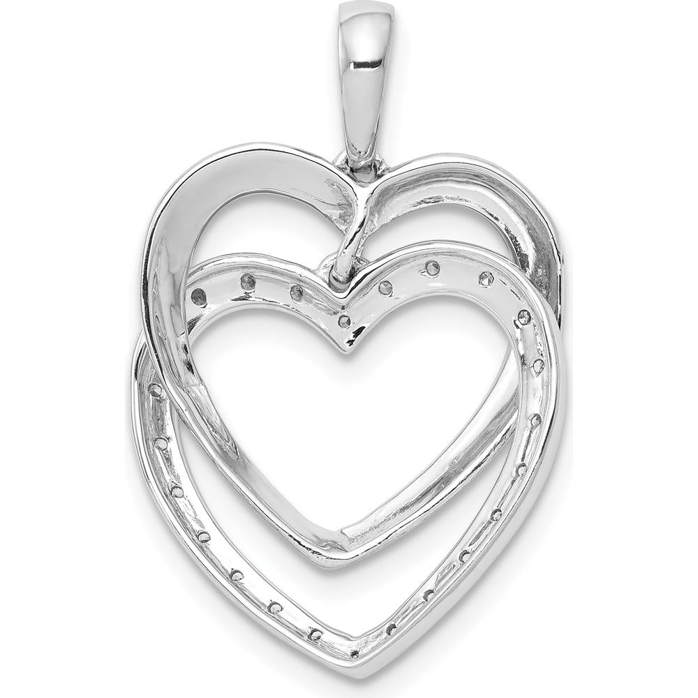 14K White Gold Entwined Hearts Diamond Pendant with Round Natural Diamonds - 0.025 Carat Total Diamond Weight by Monteluci Fine Jewelry