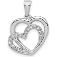 14K White Gold Entwined Hearts Pendant with Round Diamonds - 0.054 Carat Total Diamond Weight by Monteluci Fine Jewelry