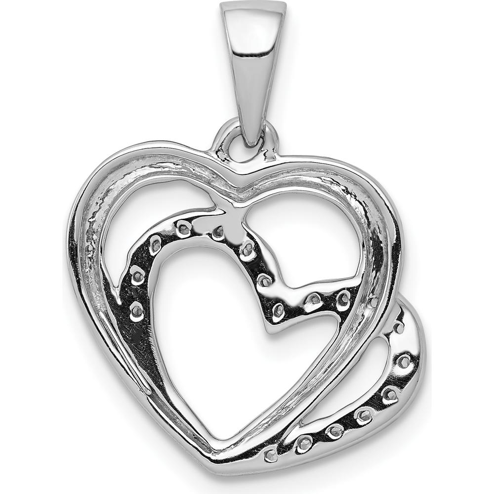 14K White Gold Entwined Hearts Pendant with Round Diamonds - 0.054 Carat Total Diamond Weight by Monteluci Fine Jewelry