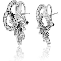 14K White Gold Estate Earrings with Round and Marquise Diamonds - 4.50 Carat Total Diamond Weight