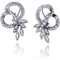 14K White Gold Estate Earrings with Round and Marquise Diamonds - 4.50 Carat Total Diamond Weight