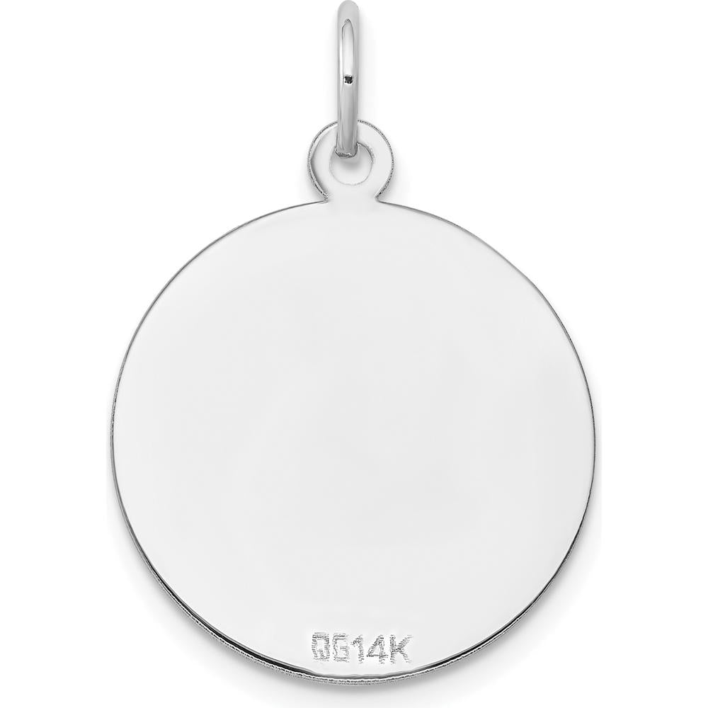 14K White Gold Etched Diamond-Cut Engravable Round Disc Charm - 19mm by Oro Pregiato