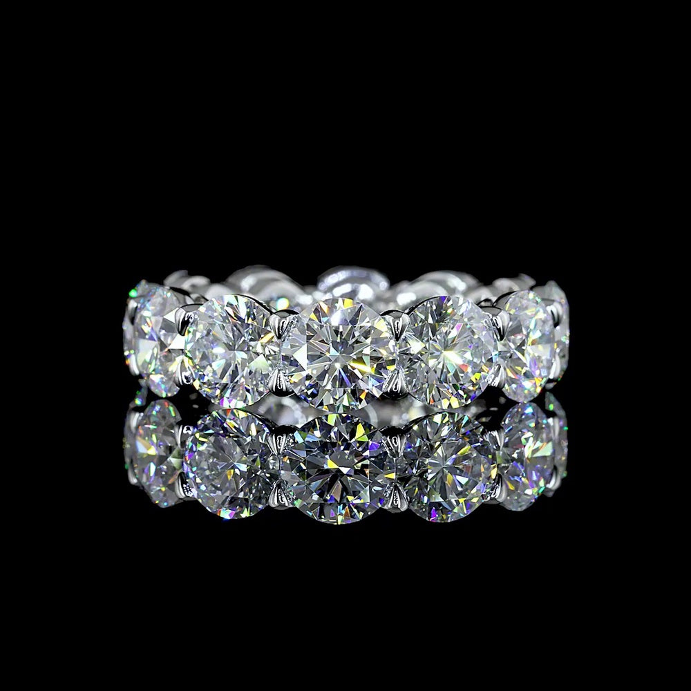 14K White Gold Eternity Band with 12 Prong-Set Round Lab Diamonds - 9.78 Carat Total Diamond Weight - Covaloro Fine Jewelry