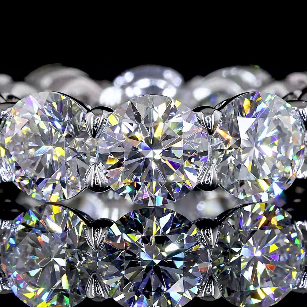 14K White Gold Eternity Band with 12 Prong-Set Round Lab Diamonds - 9.78 Carat Total Diamond Weight - Covaloro Fine Jewelry