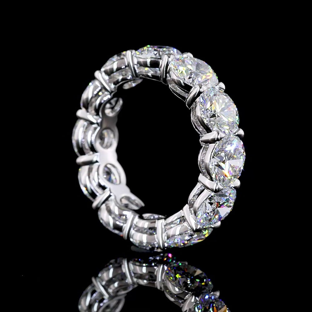 14K White Gold Eternity Band with 12 Prong-Set Round Lab Diamonds - 9.78 Carat Total Diamond Weight - Covaloro Fine Jewelry