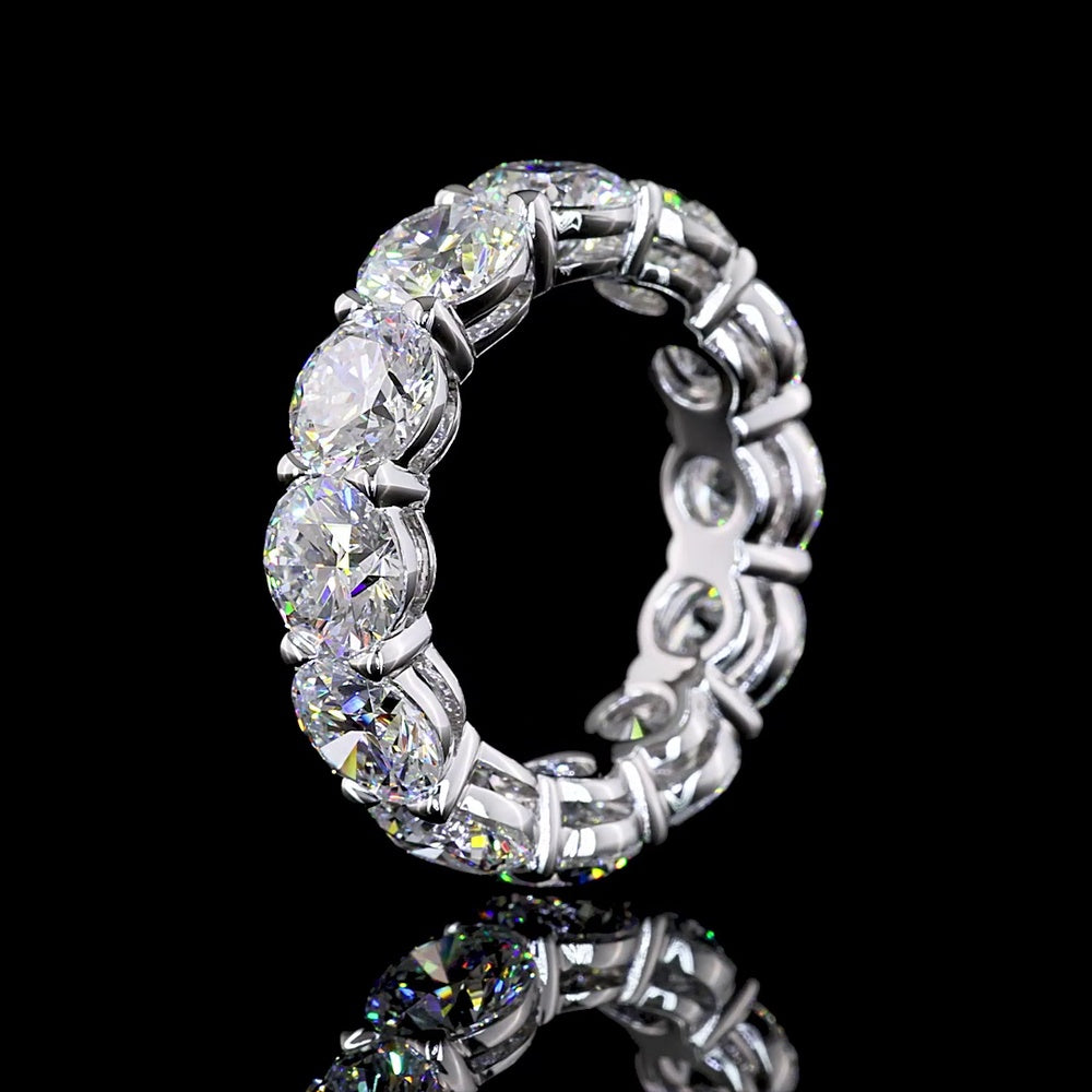 14K White Gold Eternity Band with 12 Prong-Set Round Lab Diamonds - 9.78 Carat Total Diamond Weight - Covaloro Fine Jewelry