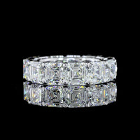 14K White Gold Eternity Band with 13 Asscher Cut Lab Grown Diamonds Prong Set - 13.09 Carat Total Weight - Covaloro Fine Jewelry