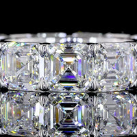 14K White Gold Eternity Band with 13 Asscher Cut Lab Grown Diamonds Prong Set - 13.09 Carat Total Weight - Covaloro Fine Jewelry