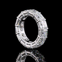 14K White Gold Eternity Band with 13 Asscher Cut Lab Grown Diamonds Prong Set - 13.09 Carat Total Weight - Covaloro Fine Jewelry