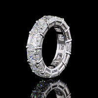 14K White Gold Eternity Band with 13 Asscher Cut Lab Grown Diamonds Prong Set - 13.09 Carat Total Weight - Covaloro Fine Jewelry