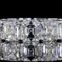 14K White Gold Eternity Band with 13 Prong-Set Asscher Cut Lab Diamonds - 13.25 Carat Total Weight, E-F Color, VVS2 Clarity - Covaloro Fine Jewelry