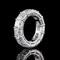 14K White Gold Eternity Band with 13 Prong-Set Asscher Cut Lab Diamonds - 13.25 Carat Total Weight, E-F Color, VVS2 Clarity - Covaloro Fine Jewelry