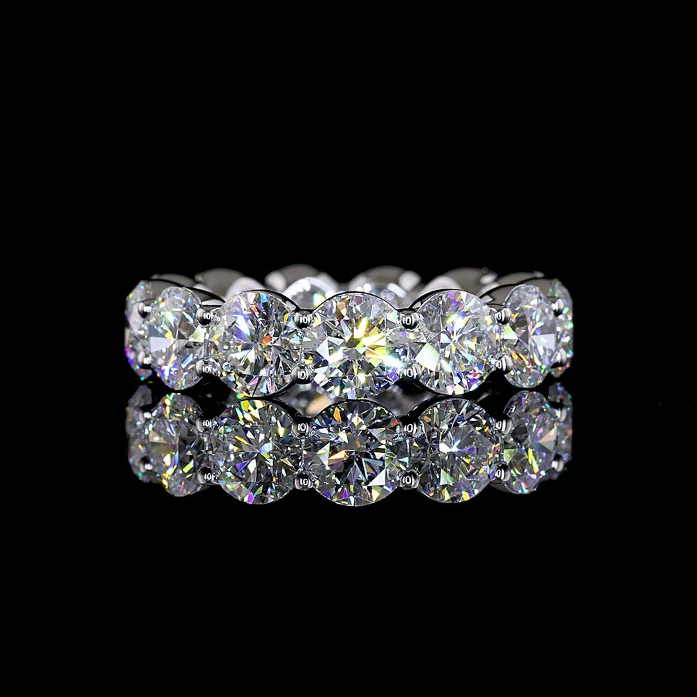14K White Gold Eternity Band with 13 Prong Set Round Lab Diamonds - 8.05 Carats Total Diamond Weight, E-F Color VS1 Clarity - Covaloro Fine Jewelry