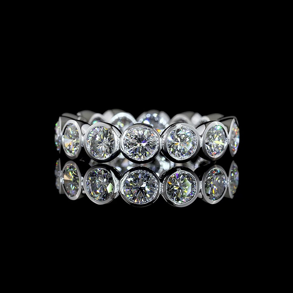 14K White Gold Eternity Band with 14 Bezel-Set Round Lab Diamonds - 3.11 Carat Total Weight, E-F Color, VS1 Clarity - Covaloro Fine Jewelry