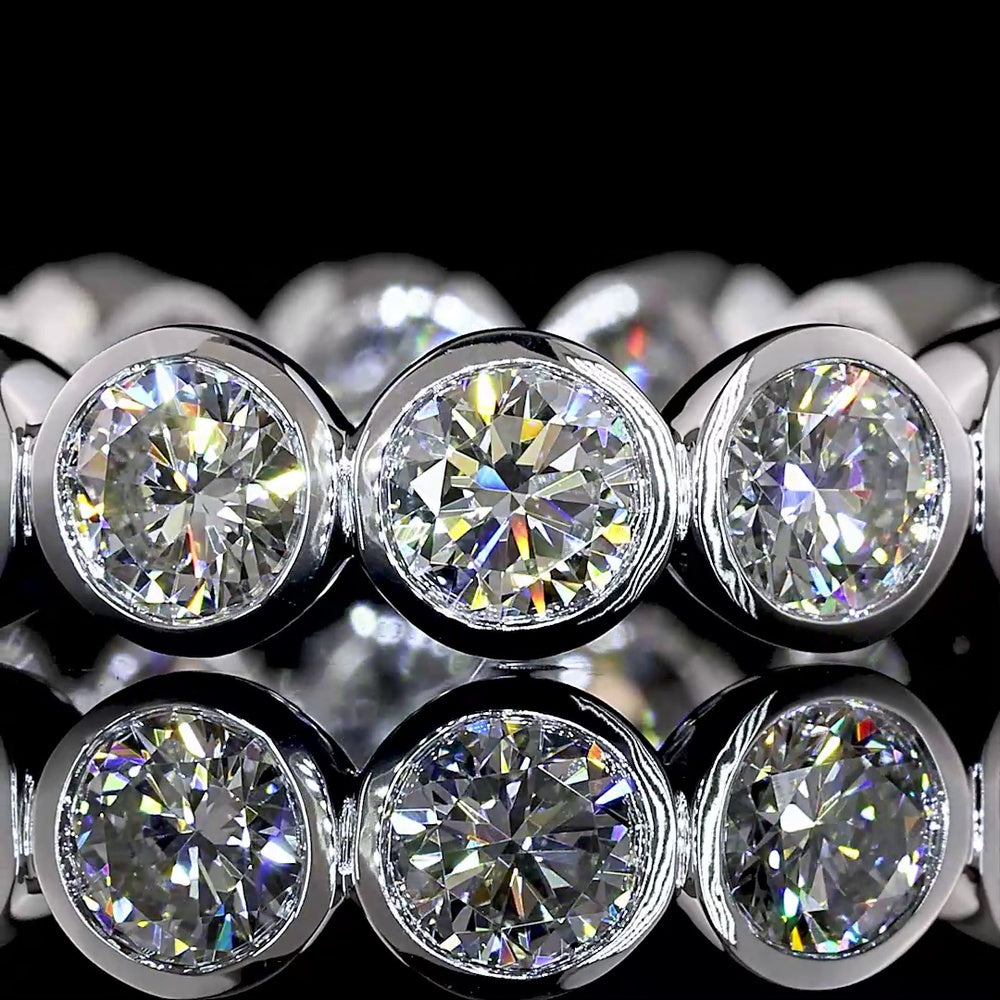 14K White Gold Eternity Band with 14 Bezel-Set Round Lab Diamonds - 3.11 Carat Total Weight, E-F Color, VS1 Clarity - Covaloro Fine Jewelry