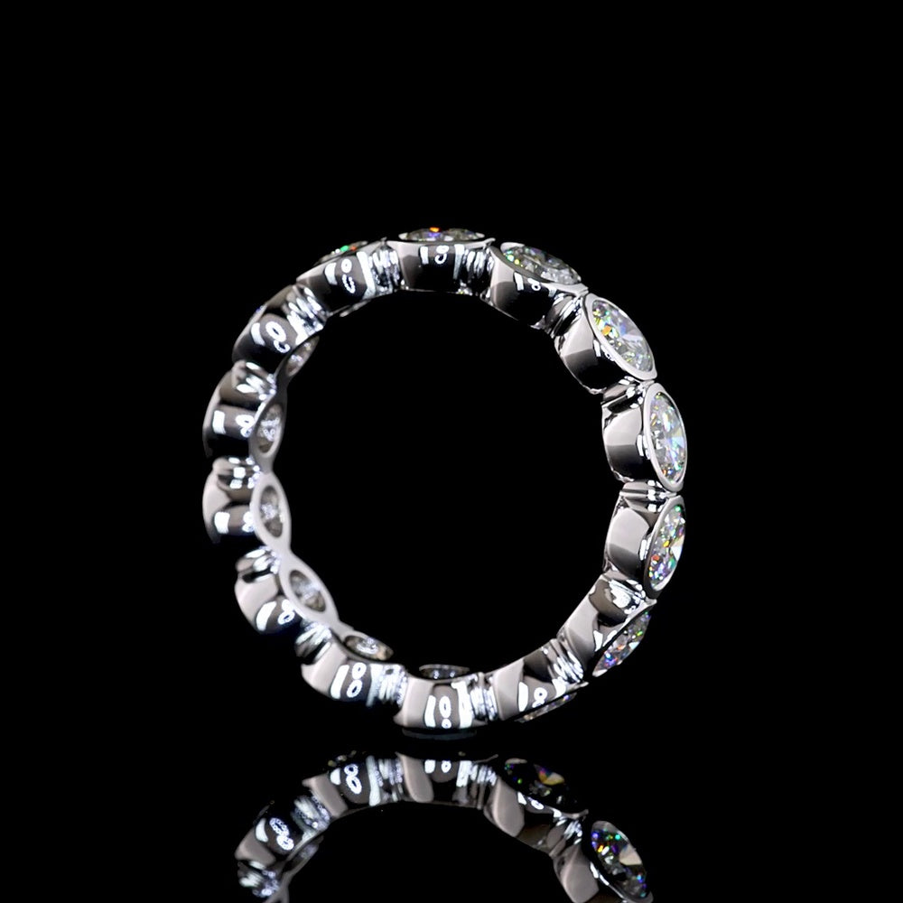 14K White Gold Eternity Band with 14 Bezel-Set Round Lab Diamonds - 3.11 Carat Total Weight, E-F Color, VS1 Clarity - Covaloro Fine Jewelry