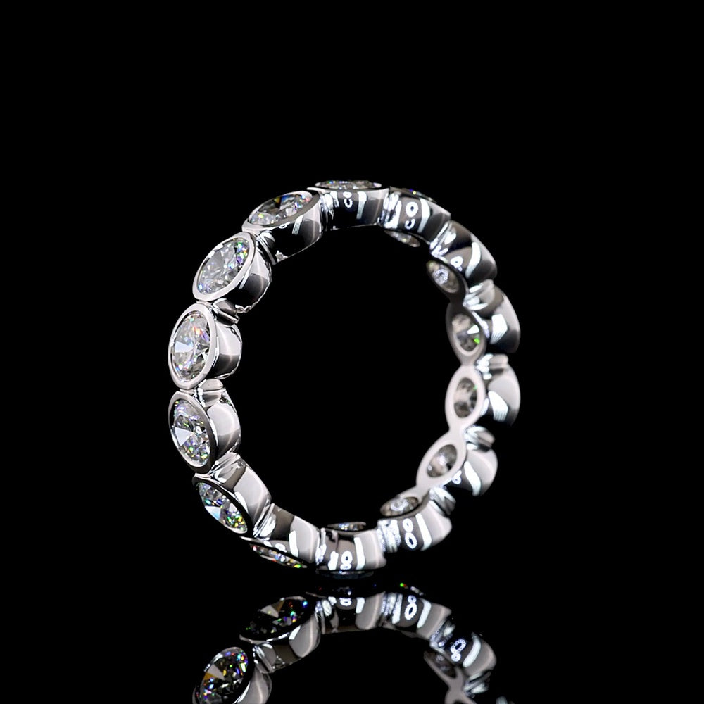 14K White Gold Eternity Band with 14 Bezel-Set Round Lab Diamonds - 3.11 Carat Total Weight, E-F Color, VS1 Clarity - Covaloro Fine Jewelry