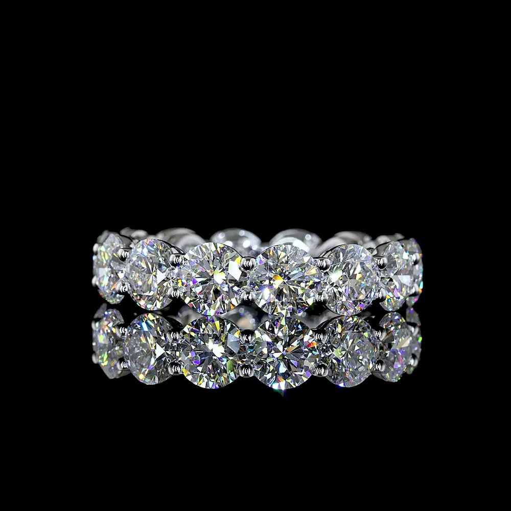 14K White Gold Eternity Band with 14 Prong Set Round Lab Diamonds - 5.48 Carat Total Diamond Weight (E-F Color, VS Clarity) - Covaloro Fine Jewelry