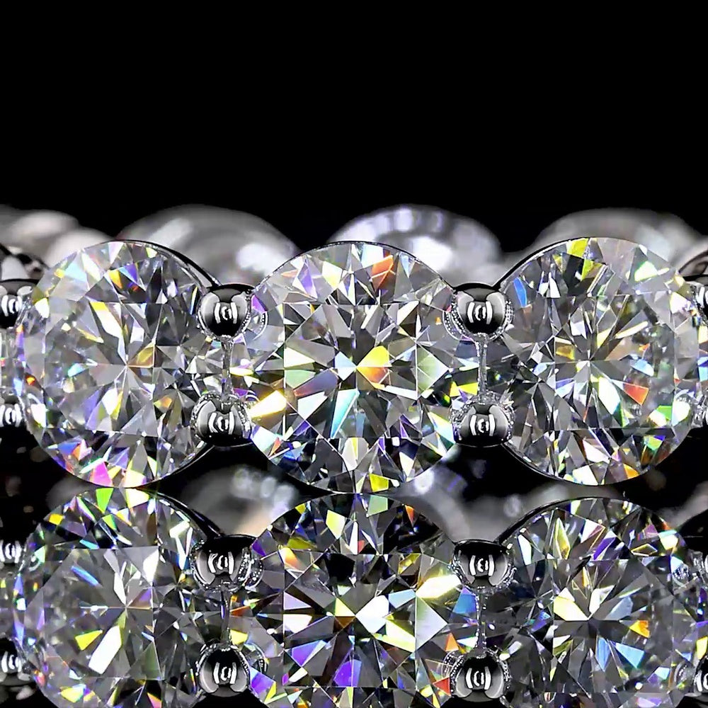 14K White Gold Eternity Band with 14 Prong Set Round Lab Diamonds - 5.48 Carat Total Diamond Weight (E-F Color, VS Clarity) - Covaloro Fine Jewelry