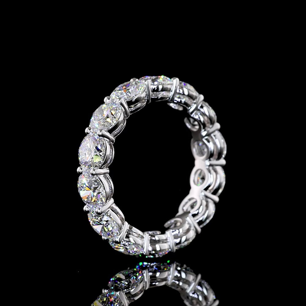 14K White Gold Eternity Band with 14 Prong Set Round Lab Diamonds - 5.48 Carat Total Diamond Weight (E-F Color, VS Clarity) - Covaloro Fine Jewelry