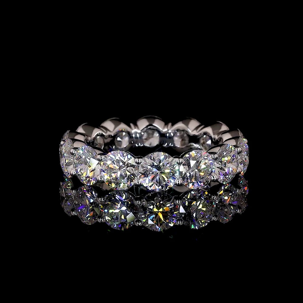 14K White Gold Eternity Band with 14 Prong-Set Round Lab Diamonds - 5.85 Carat Total Diamond Weight, D Color VVS1 Clarity - Covaloro Fine Jewelry