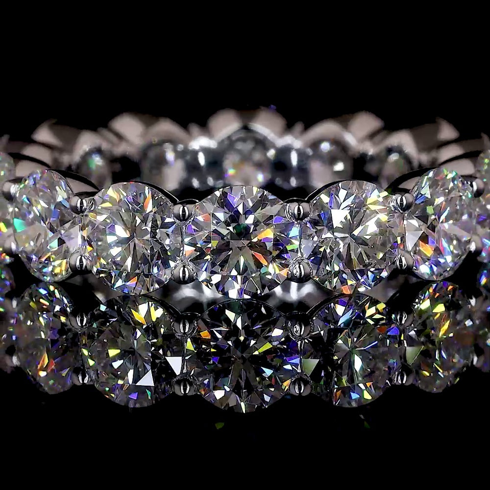 14K White Gold Eternity Band with 14 Prong-Set Round Lab Diamonds - 5.85 Carat Total Diamond Weight, D Color VVS1 Clarity - Covaloro Fine Jewelry