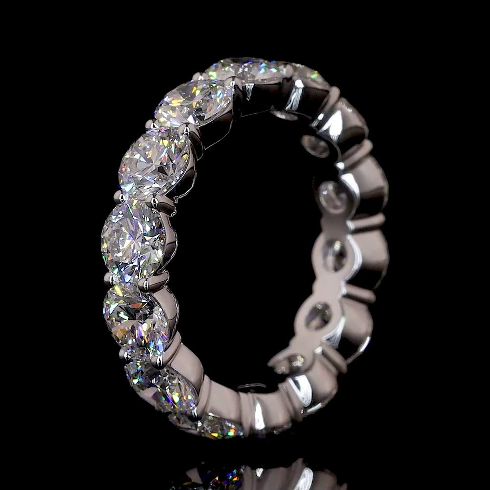 14K White Gold Eternity Band with 14 Prong-Set Round Lab Diamonds - 5.85 Carat Total Diamond Weight, D Color VVS1 Clarity - Covaloro Fine Jewelry