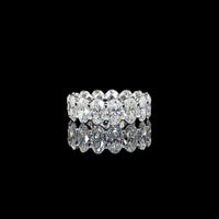 14K White Gold Eternity Band with 15 Oval Cut Lab Diamonds - 7.34 Carats Total Diamond Weight, G-H VS1 - Covaloro Fine Jewelry